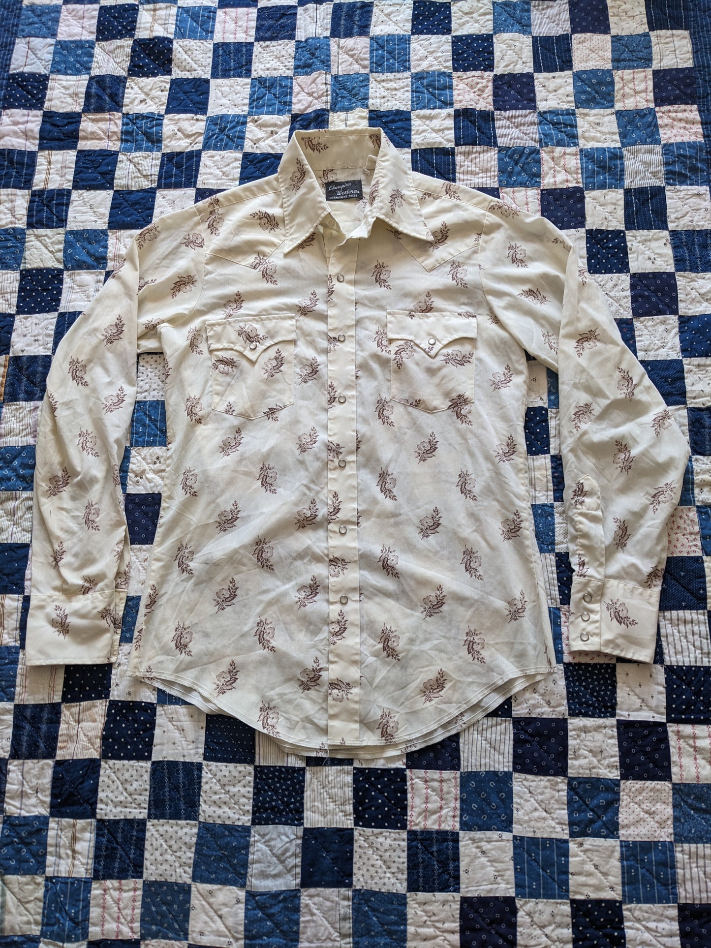 70s Champion Western Floral Pearl Snap Shirt