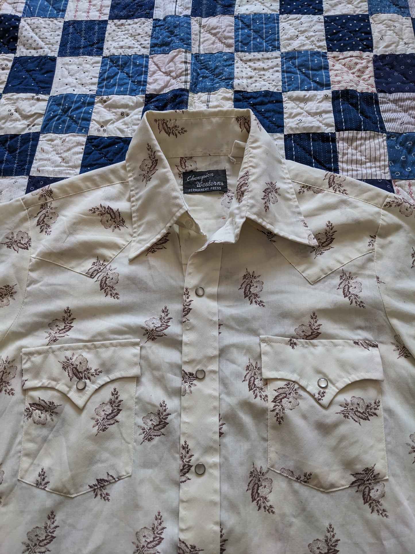 70s Champion Western Floral Pearl Snap Shirt