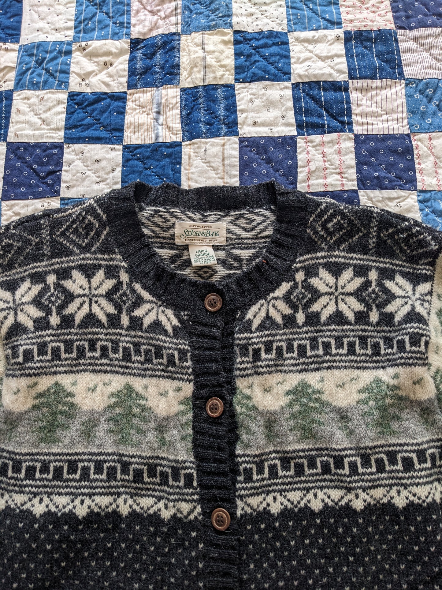 Vintage 90s St. John's Bay Forest Cardigan