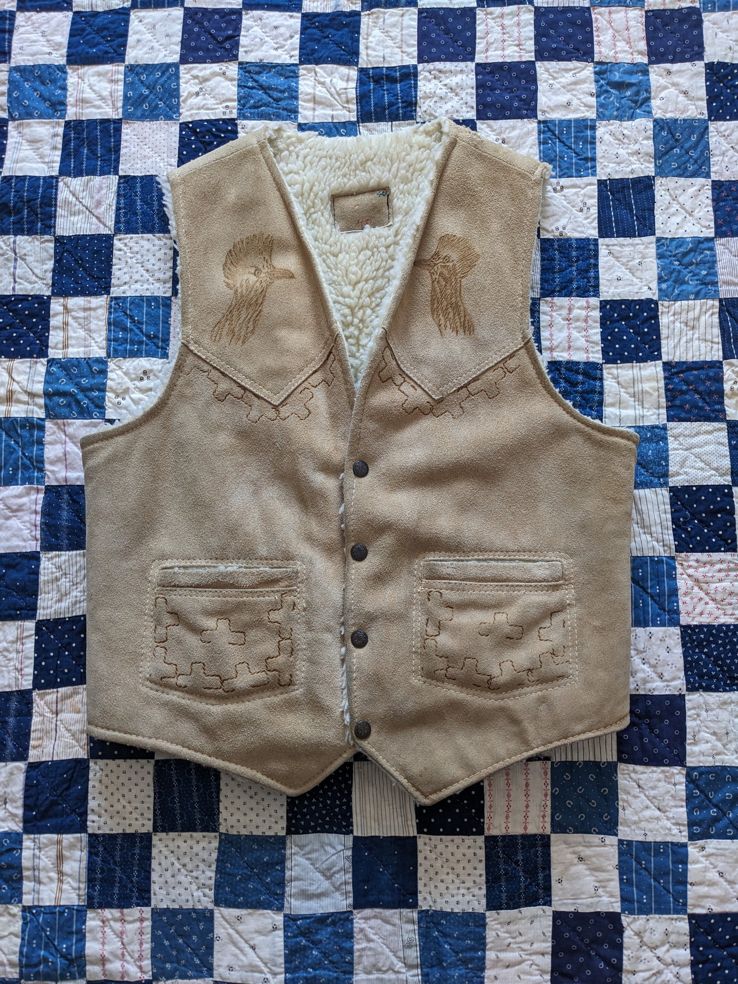 60s-70s Roadrunner Suede Sherpa Vest