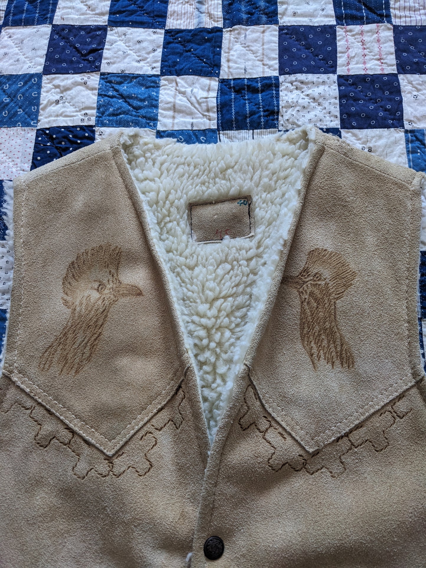 60s-70s Roadrunner Suede Sherpa Vest