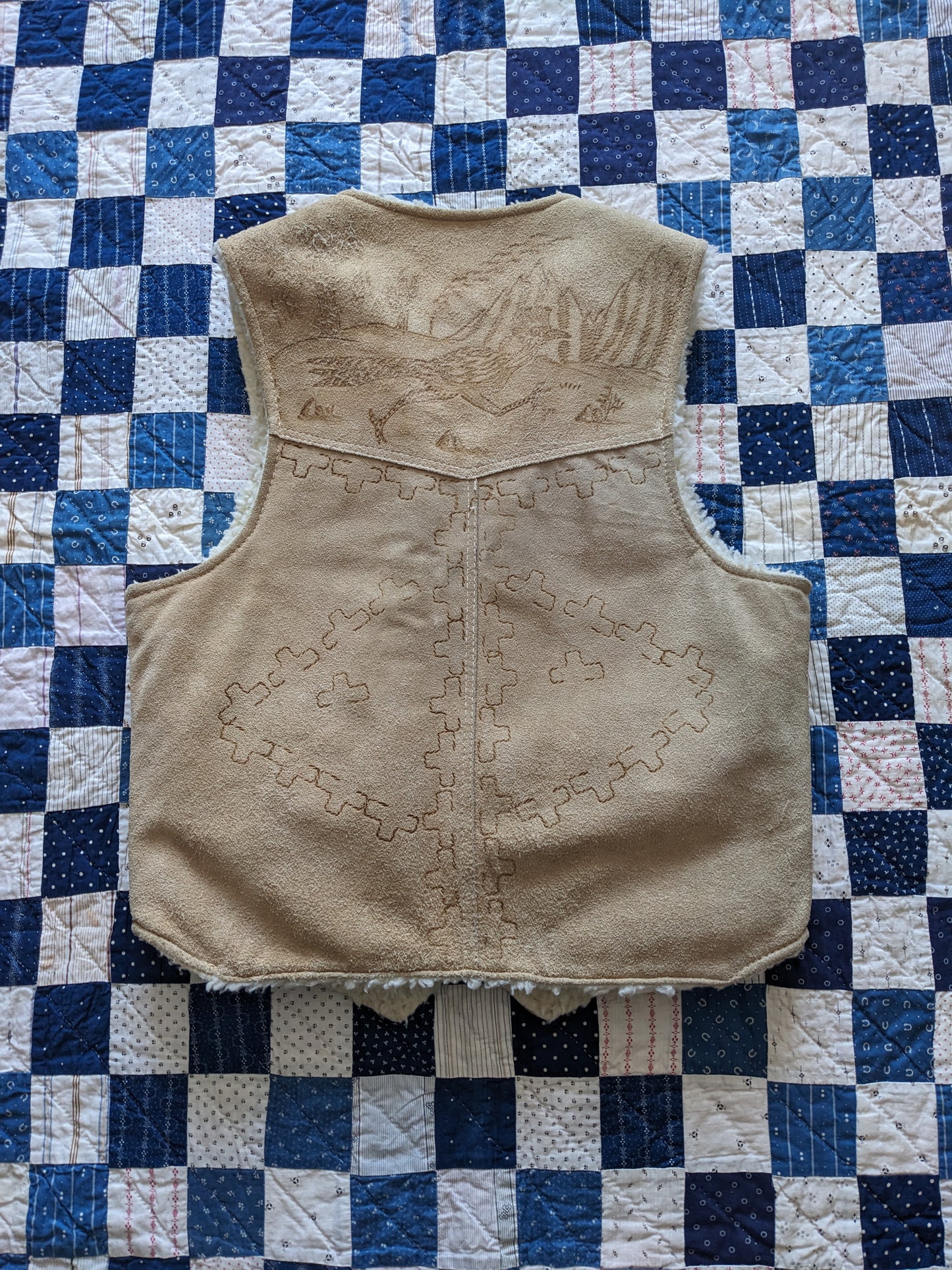 60s-70s Roadrunner Suede Sherpa Vest