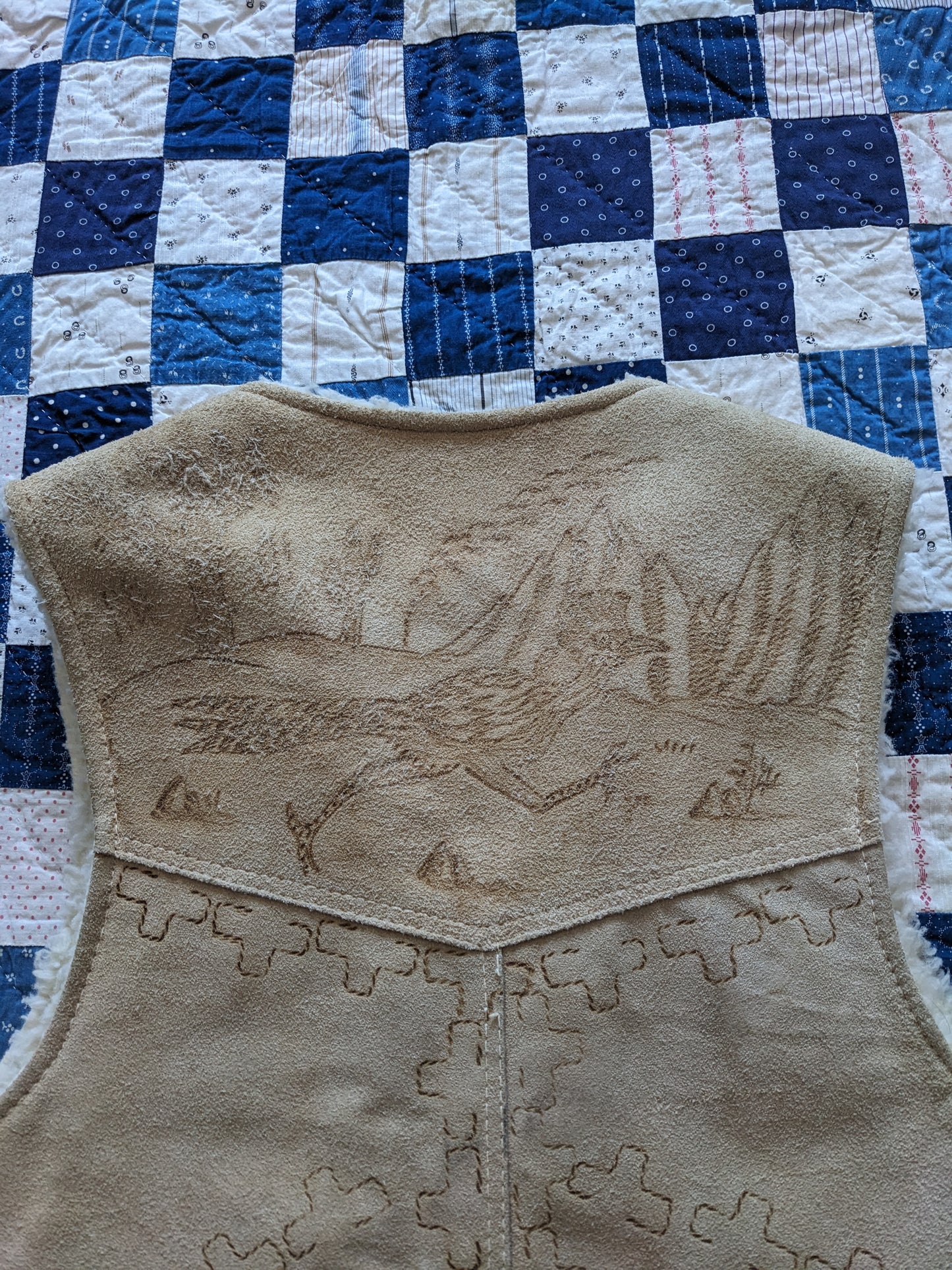60s-70s Roadrunner Suede Sherpa Vest