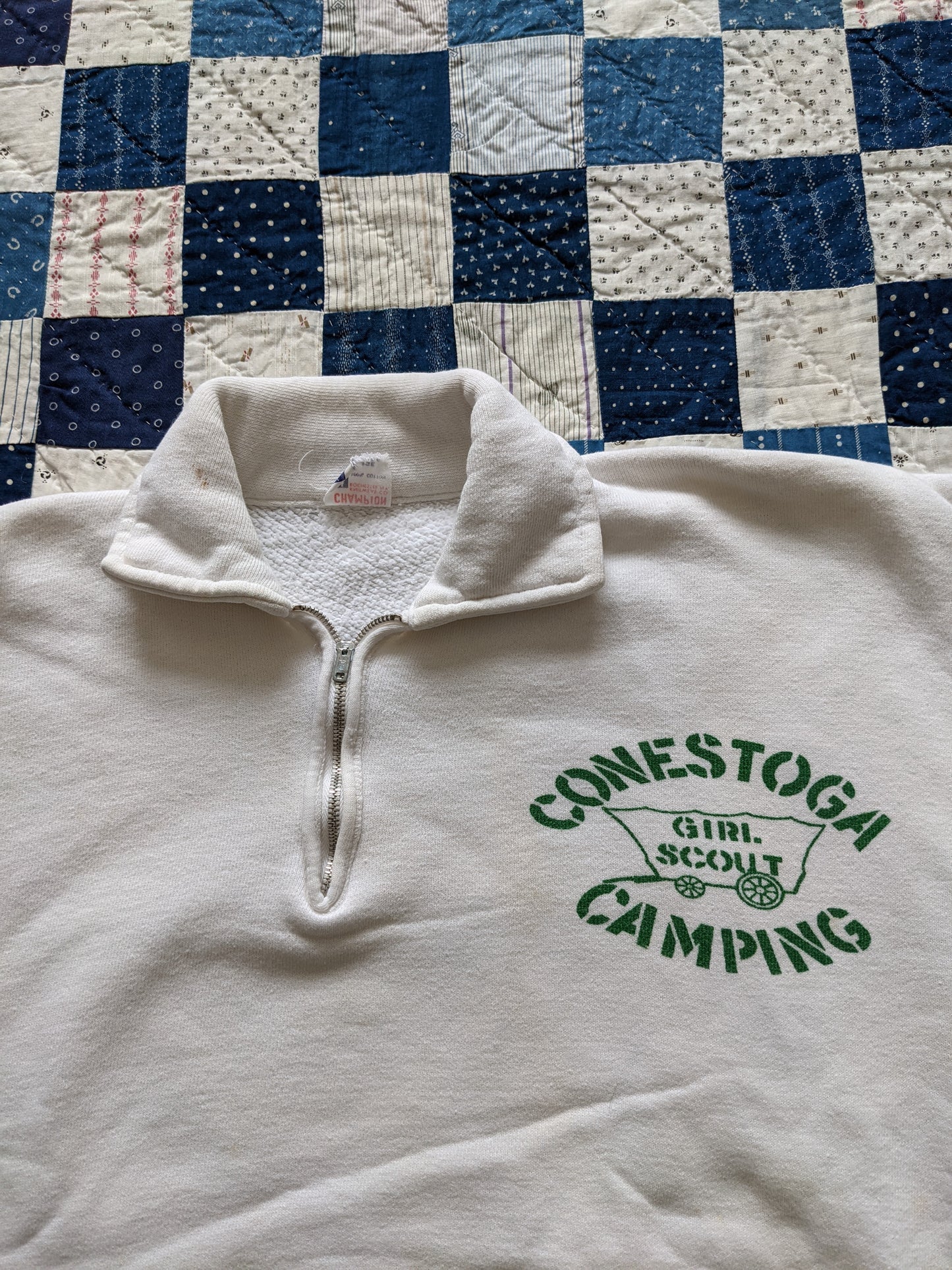 60s Champion "Conestoga Camping" Quarter Zip Sweatshirt