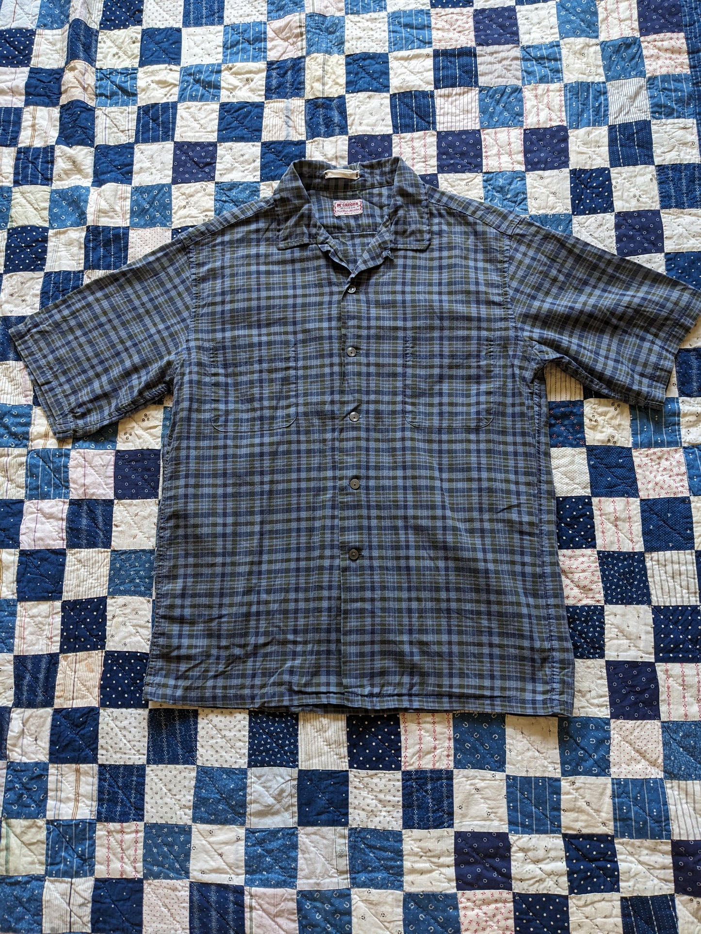 50s McGregor Plaid Loop Collar Shirt