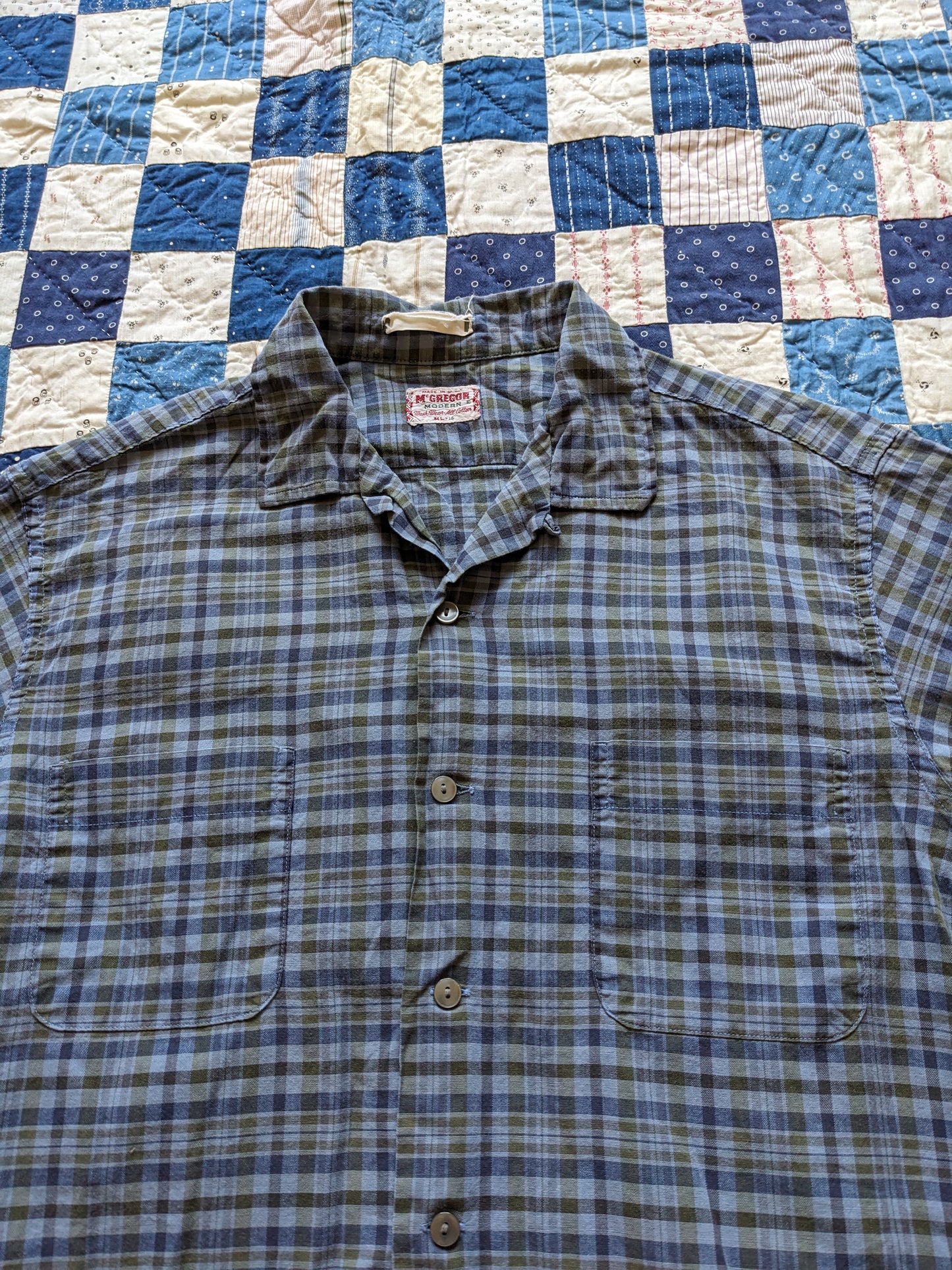 50s McGregor Plaid Loop Collar Shirt