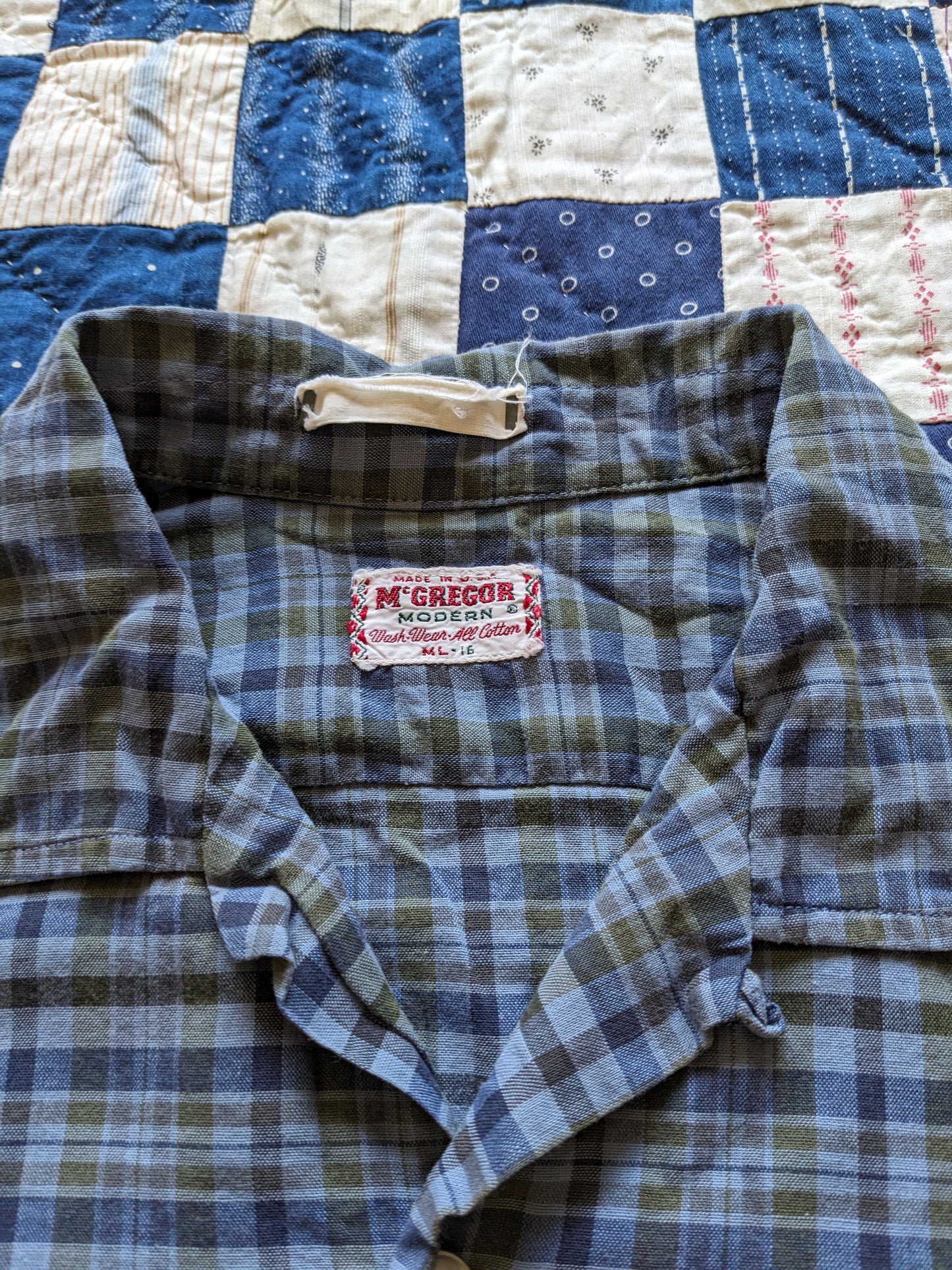50s McGregor Plaid Loop Collar Shirt